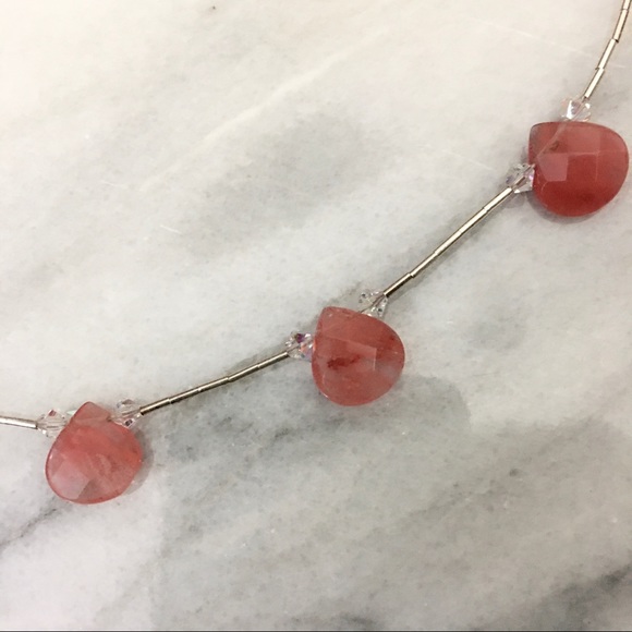 Cherry Quartz Pendants Sterling Silver Necklace - Picture 6 of 7